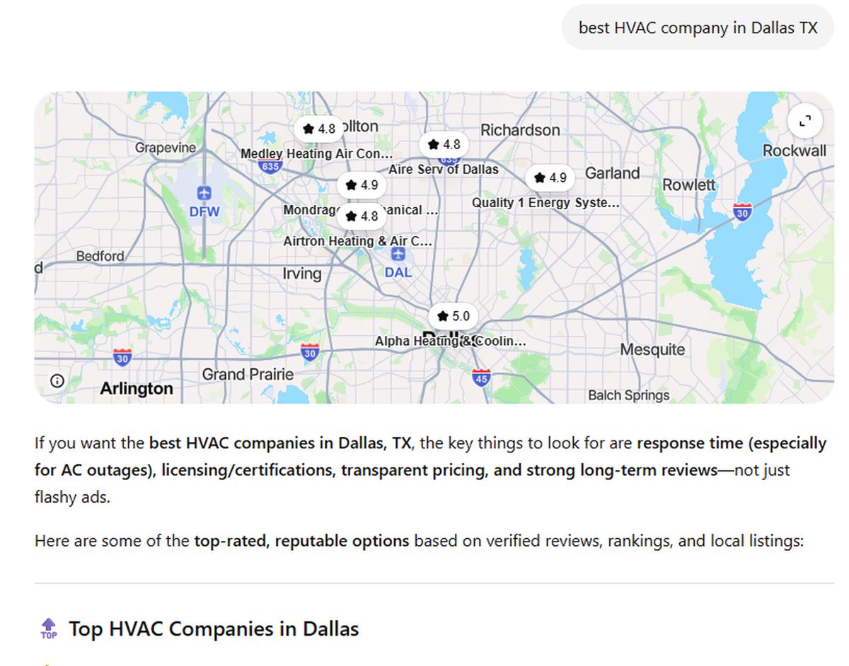 Homeowner on phone asking AI assistant to find a local plumber or HVAC technician