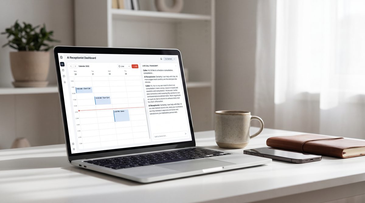 AI answering service dashboard showing real-time calendar booking and automated appointment confirmation