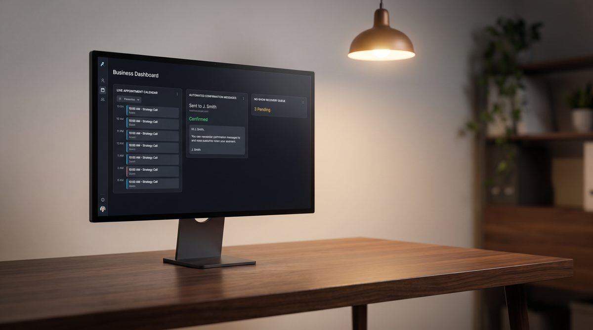 Ignitvio dashboard showing live appointment calendar, automated confirmations, and no-show recovery queue