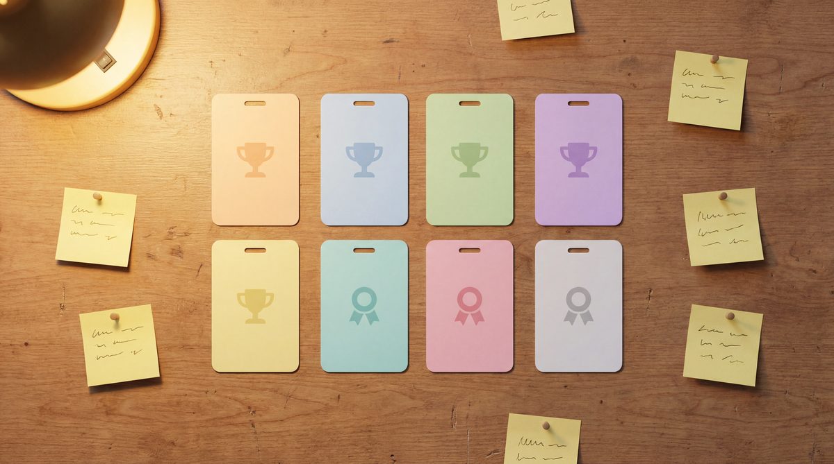 Eight answering service brand placeholder badges arranged in a comparison grid with category award icons