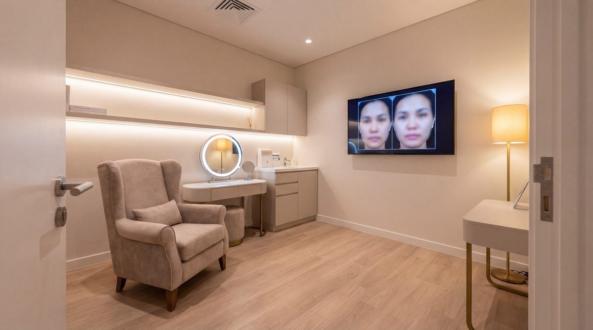 Modern cosmetic surgery consultation room with professional setup