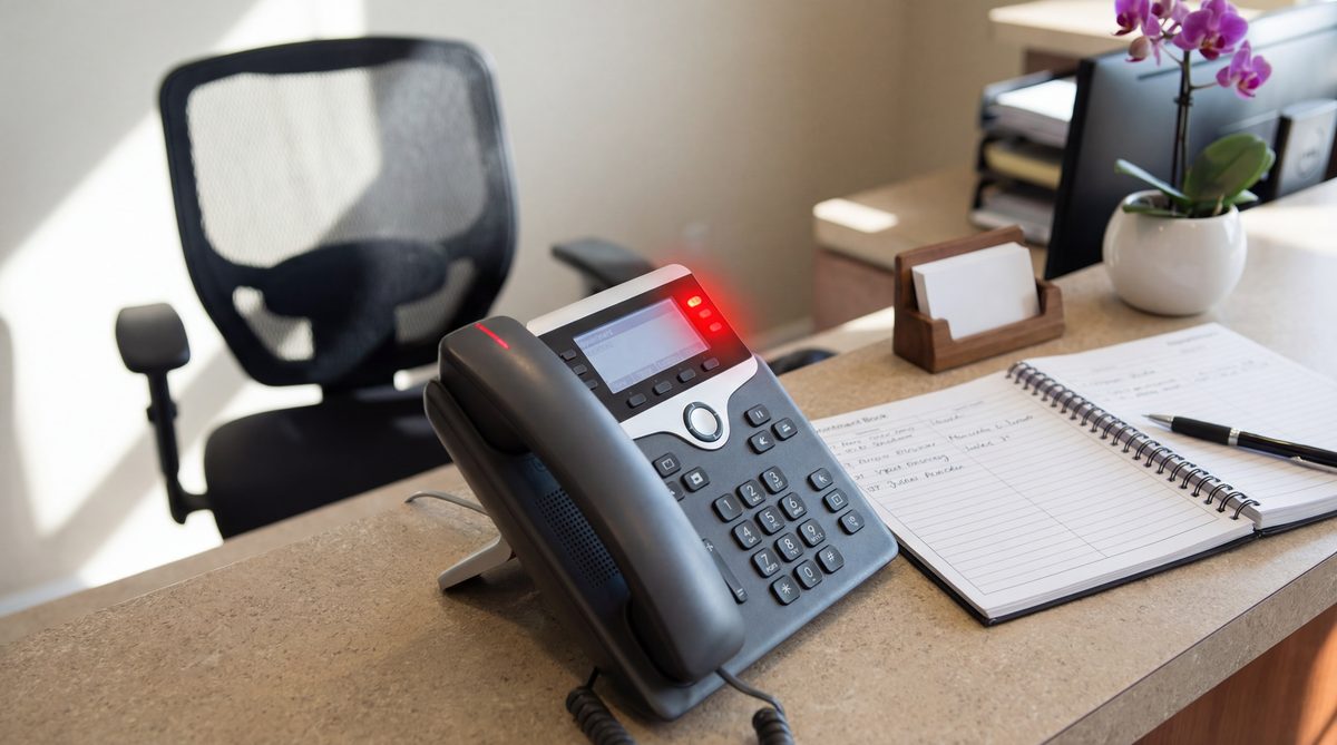 Dental practice phone ringing unanswered at empty front desk