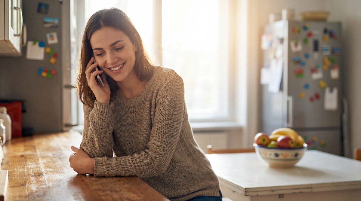 Patient smiling while booking dental appointment on phone