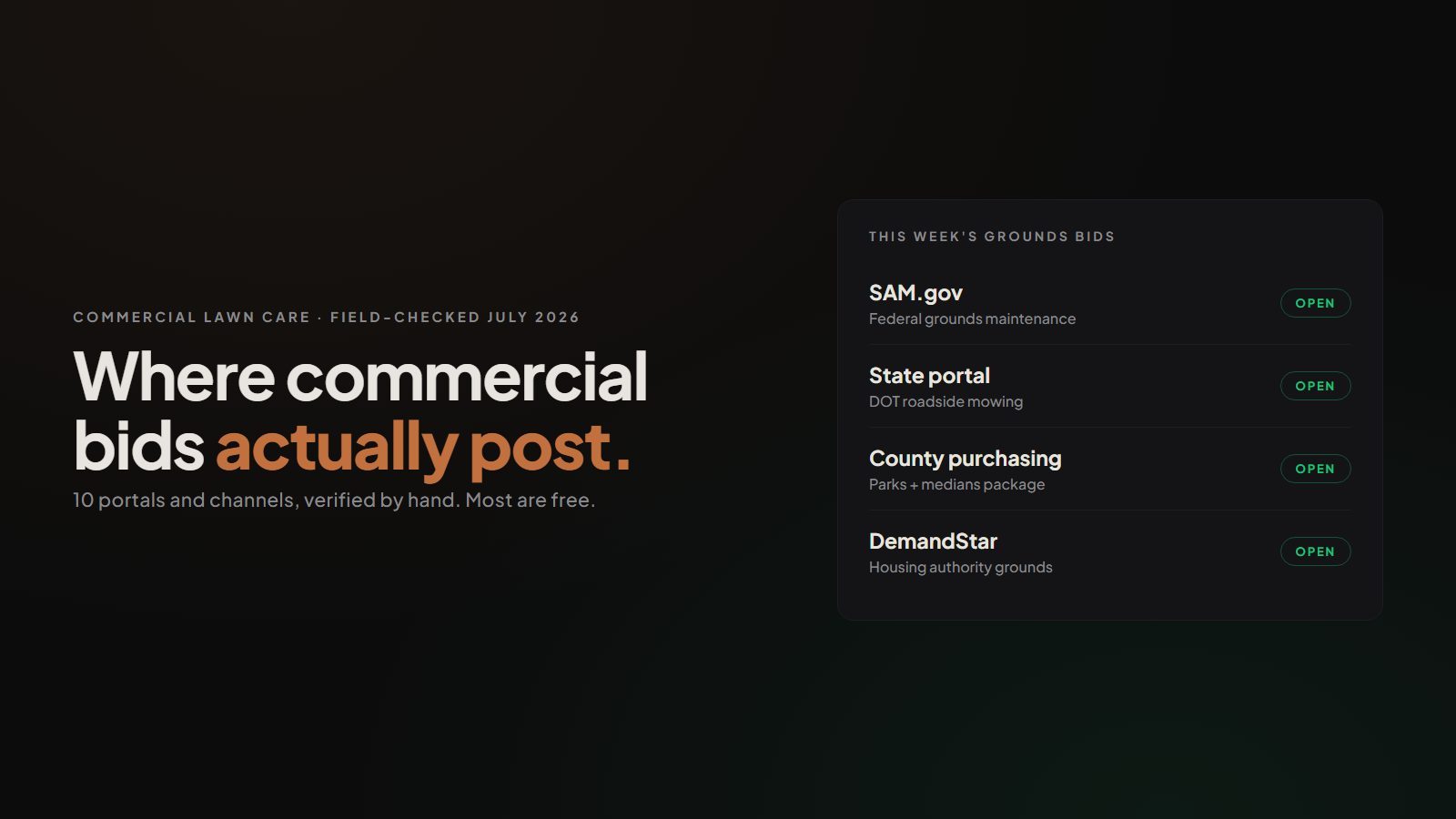 How to find commercial lawn care bids: the ten portals and channels where commercial grounds contracts actually post