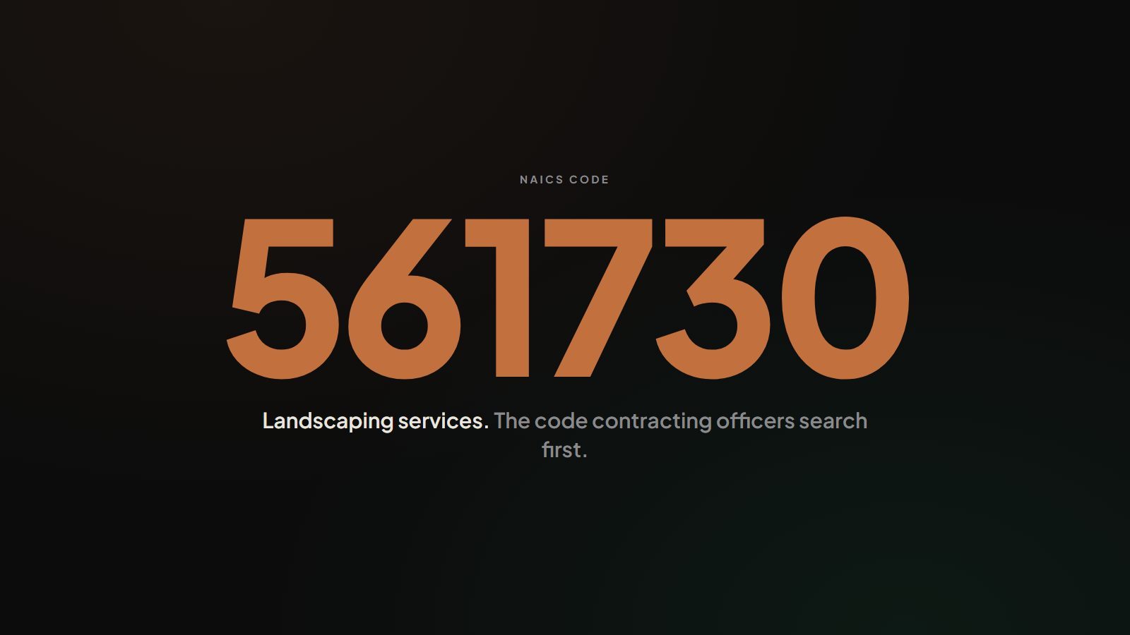 NAICS code 561730 graphic, the registration code for landscaping services on government bid portals
