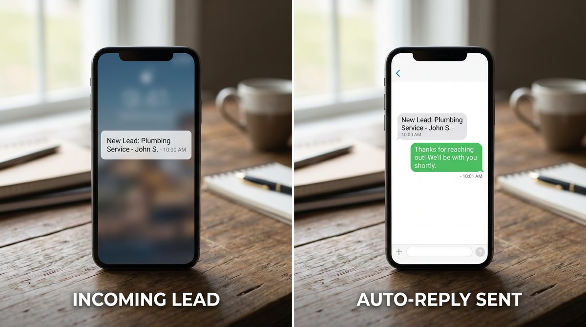 A 14-day lead follow-up sequence for contractors showing touchpoints by day