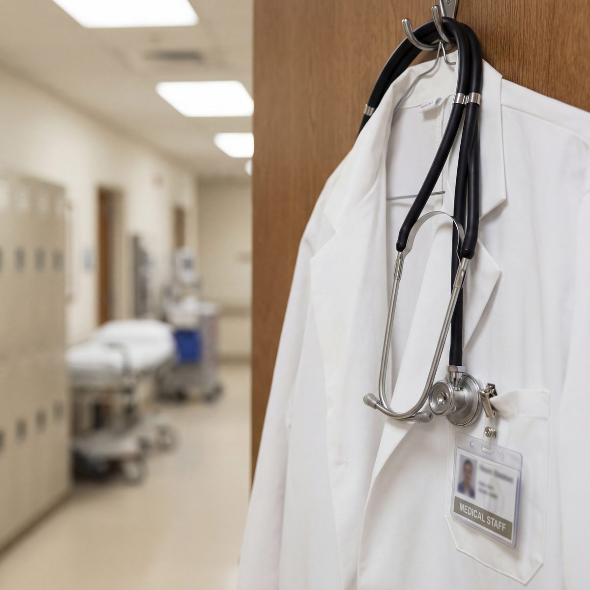 Stethoscope on white lab coat