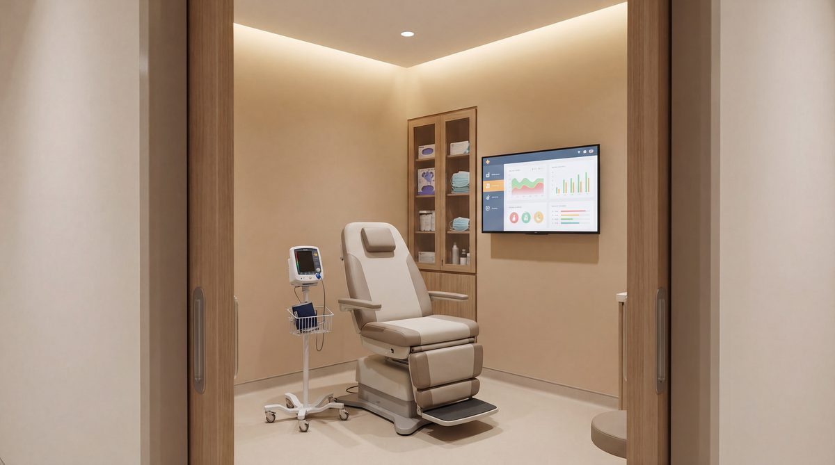 Clean modern exam room ready for next patient visit