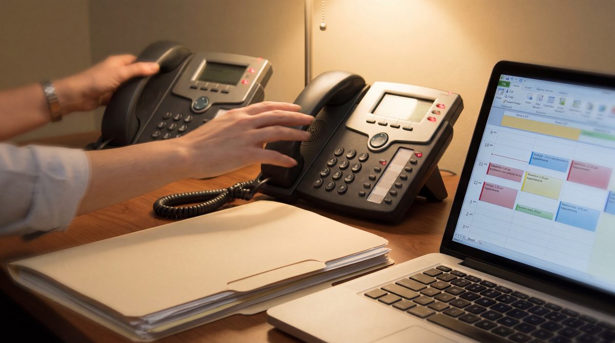 Recruiter's office phone and second line ringing simultaneously