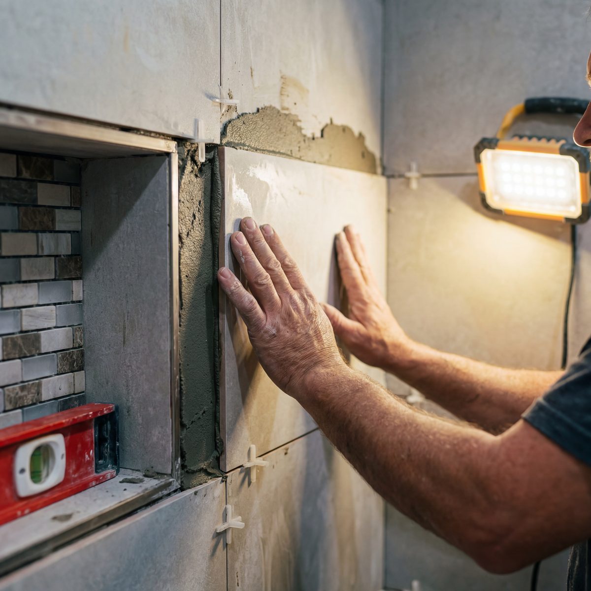 Bathroom remodel with custom tile shower installation