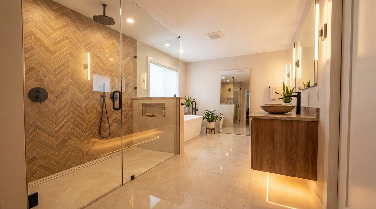 Remodeling contractor reviewing AI-managed project schedule on tablet